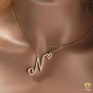 Collier personnalisé avec pendentif en forme de cœur et lettre, bijoux en diamant moissanite, cadeau pour femmes, filles, elle - Product Image 2