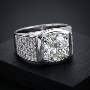 Bague de fiançailles pour homme en or 9k 10k 14k 18k avec diamant de laboratoire 2 carats de luxe et certificat IGI - Product Image 4