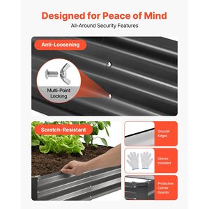 Set di 2 Fioriere Rettangolari in Metallo Zincato Senza Fondo per Giardino, 8 x 4 x 1 Piedi, Kit per Orto - Product Image 6