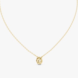 14K Yellow Gold Oval Halo Lab Grown Diamond Pendant <b>Necklace</b> - Product Image 3