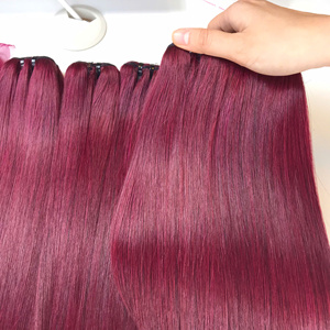 Prix usine Bonestraight 100% brut vierge vietnamien perruque de cheveux humains couleur bordeaux clair Super Double dessiné Extensions de cheveux - Product Image 1