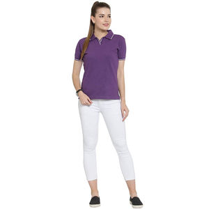 T-shirt Premium pour Femme en Coton Tricoté Doux et Hypoallergénique à Manches Courtes, Col Boutonné Côtelé, Brodé, Idéal pour un Style Décontracté - Product Image 5