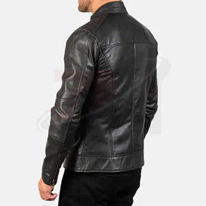 Veste en cuir véritable 100% pour homme, teinte unie, style classique décontracté, noir, en cuir de vachette, qualité supérieure, grandes tailles - Product Image 4