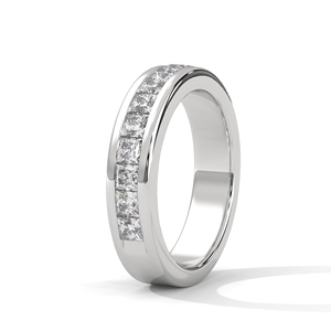 Anillo de Eternidad de Plata de Ley con Diamantes Creados en Laboratorio con Corte Esmeralda, Joyería Fina Apilable - Product Image 2