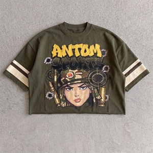 Manufacturers Fashion Short-Sleeved 100% Cotton Casual AE <b>Star</b> Knitted 220gsm Quick Dry Breathable Men's T-Shirt - Product Image 5
