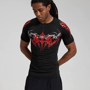 Camiseta Deportiva de Manga Corta para Hombre, Corte Ajustado, con Estampado de Dragón Rojo, Secado Rápido, Cuello Redondo, Tejido de Poliéster, Compresión - Product Image 5