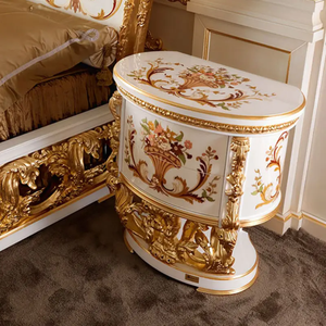 Juego de Dormitorio de Lujo Francés, Estilo Clásico Europeo, en Oro Blanco, de Alta Calidad, Estilo Barroco Real, en Madera de Caoba, Tamaño King, para Villa u Hotel - Product Image 5