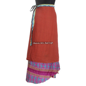 Halter <b>Sarong</b> Bohemian Magic <b>Wrap</b> Skirt Vintage Silk Sari 2 Layer Reversible Magic Silk Saris <b>Wrap</b> Long Skirt Silk Fabric Print - Product Image 5