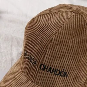 Gorra de Pana Blanca Chandon con Cierre a Presión, Unisex, Diseño Personalizado con Logotipo Bordado, 6 Paneles, Ajustable, Casual, Primavera-Otoño - Product Image 3