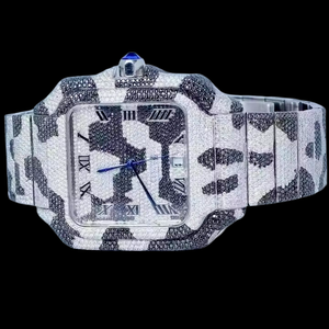 Reloj de Diamantes Personalizado de Moda para Hombre, Estilo Hip Hop, con Movimiento de Cuarzo, Números Romanos Cuadrados y Diamantes Moissanite de Dos Tonos, Más Vendido - Product Image 1