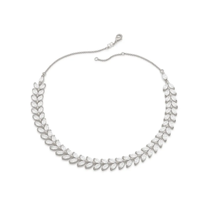 Women's <b>Silver</b> Plated Marquise Cut Cubic Zirconia Leaf <b>Choker</b> Necklace Romantic Wedding Jewelry Snake Chain Design - Product Image 1