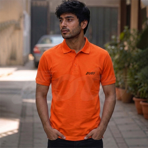 Zoto Men's <b>Orange</b> Cotton <b>Polo</b> Shirt Short Sleeve Embroidered Logo Casual Wear Apparel Wholesale - Product Image 6
