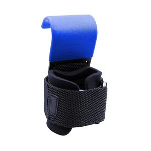 Crochets de musculation réglables en acier robuste bleu, antidérapants, avec sangles de poignet rembourrées en néoprène pour la musculation et les soulevés de terre - Product Image 2