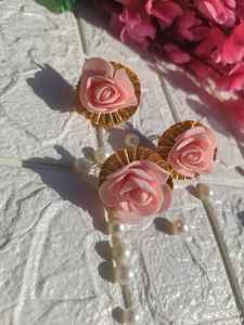 Bague ajustable traditionnelle Gota Patti avec rose en mousse pour mariage, Mayun, Henna, Nikah, tenue festive pour femmes et demoiselles d'honneur - Product Image 3