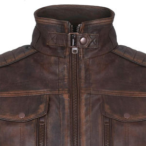 Chaquetas de Cuero Personalizables para Hombre, Estilo Casual, con Cierre, Cuello Alto, Manga Larga, Estilo Urbano, para Invierno - Product Image 4