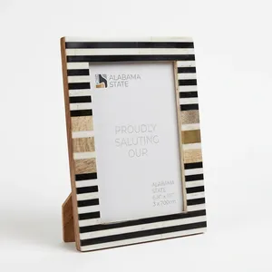 Handmade Resin <b>Photo</b> <b>Frame</b> <b>Black</b> White Gold Mosaic Pattern Vertical Picture <b>Frame</b> Freestanding Home Decor - Product Image 4