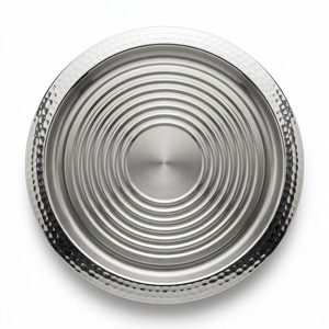 Plato para Asar Hecho a Mano de Acero Inoxidable SS304 de 30 cm con Borde Satinado Brillante, Canal para Jugo y Diseño Acanalado Ashwa para Decoración del Hogar, Cocina, Hotel, Mesa de Boda - Product Image 3