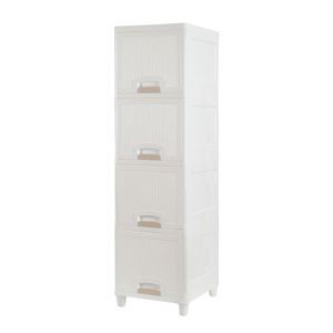 Mobiletto portaoggetti in plastica a 4 ripiani con 2 cassetti, organizer salvaspazio per camera da letto e bagno - Product Image 4