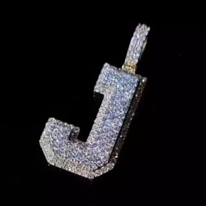 Colgante Personalizado con Inicial, Estilo Hip Hop, Chapado en Plata 925, con Incrustaciones de Diamantes, Pasa el Test de Diamantes, Colgante Brillante para Raperos - Product Image 2