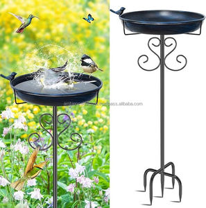 Bain d'oiseaux en métal robuste pour jardin, construction solide, revêtement résistant à la rouille, parfait pour la décoration extérieure et comme station d'alimentation pour oiseaux. - Product Image 2