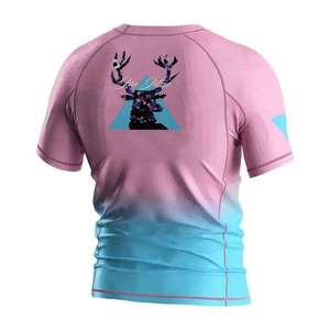 Custom Men's Short Sleeve Rashguard Compression Shirt MMA BJJ Gradient Dry Fit Sport Base Layer Swimming Surf <b>T</b>-shirt Gym Wear - Product Image 6