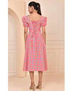 Vestido Corsé Rojo a Cuadros para Mujer, Estilo Bodycon, para Fiestas de Verano, Casual, Elegante, Ropa de Moda para Damas, Tendencia, Color Sólido Natural - Product Image 2