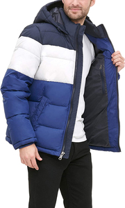 Latest Design Bubble <b>Jackets</b> Winter Wear Fashion <b>Lightweight</b> Warm Hooded Color Block Puffer <b>Jacket</b> for <b>Men</b> - Product Image 3