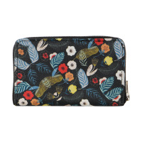 Dompet Kulit Domba Asli Wanita Motif Bunga Hitam, Tas Tangan Kulit, Tas Mini, OEM ODM Label Pribadi
