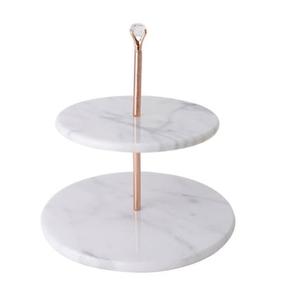 Soporte de Dos Niveles para Servir Frutas y Pasteles, Decoración de Mesa para Fiestas de Cumpleaños, Base de Mármol de Alta Calidad, Soporte Metálico para Servir Pasteles - Product Image 1