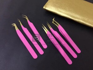 Pince à épiler professionnelle en acier inoxydable testée à la main, rose doré, avec logo personnalisé, légère, pour extensions de cils - Product Image 6
