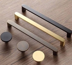Geometric Brass <b>Cabinet</b> Handle Modern Minimalist Design Durable Furniture Hardware <b>Gold</b> Finish Kitchen Dresser Drawer Wardrobe - Product Image 2
