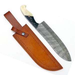 Custom Hand Forged Damascus Chef <b>Knife</b> with Leather Sheath Resin <b>Bone</b> <b>Handle</b> Professional Kitchen <b>Knife</b> OEM ODM Wholesale - Product Image 3
