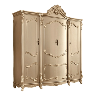 Armario de Lujo Clásico Francés de Caoba, Estilo Luis XV, con Tallados en Dorado Marfil, Mueble Elegante para Dormitorio, Diseño Premium, Producto OEM - Product Image 6