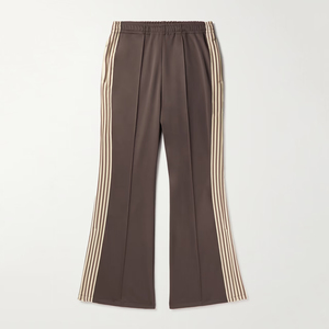 Men's Brown Casual Flare Pants Elastic Waist Side Stripes Casual Breathable Autumn Wear <b>Light</b> Weight Spandex Polyester <b>Trousers</b> - Product Image 1