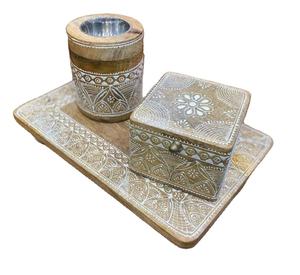 Ensemble de brûleurs en bois et en résine Bakhoor à la mode avec plateau Porte-encens Medkhan - Product Image 1