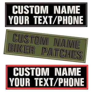 Custom <b>Name</b> Embroidered Patch Rectangle Iron-On Sew-On Biker Patches With Text Phone Number For Cloth Decoration - Product Image 1