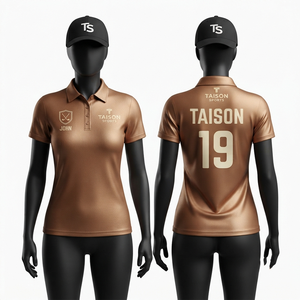 Polo de golf pour femmes, jersey premium 180 GSM en polyester interlock bronze, respirant, logo personnalisé par sublimation, chemise de sport - Product Image 1
