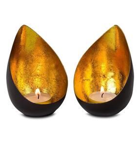 Modern decorative candle holder tabletop teardrop design black and gold <b>tealight</b> holder for home decor accent lighting stylish - Product Image 1