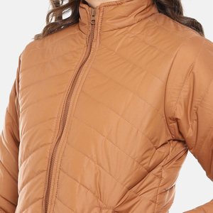 Wholesale <b>Women</b>’s Lightweight Puffer <b>Jacket</b> Chevron Quilted Mock Neck Slim Fit <b>Packable</b> Windproof Winter Coat OEM Camel Brown - Product Image 4