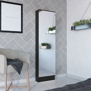 Scarpiera Alta Rettangolare Nera Wengue con Specchio - Elegante Design per Scarpiera Alta - Product Image 4