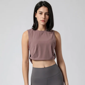 Nouveau style de débardeur de yoga court pour femmes avec tissu SMART FABRIC extensible dans quatre directions, crop top écologique, vêtements de sport - Product Image 5