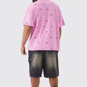 T-shirt Homme 2026 en Coton Lourd 100% Distressed à Manches Courtes, Coupe Oversize, Impression Sérigraphique, Logo Personnalisé, Coupe Courte - Product Image 4