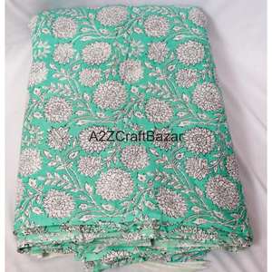 Tissu en coton 100% imprimé à la main en Inde pour femmes et filles - Matière écologique respirante et à séchage rapide pour vêtements - Product Image 3
