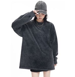 Oem Service Drop Shoulder Oversize Side Slit Long Sleeve T-shirt Men's Custom logo Long Sleeve Tees <b>Tshirt</b> - Product Image 1