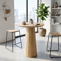 Table de bar Robi, style moderne, en bois massif, meuble de bar haut élégant avec base conique, pour une décoration intérieure rustique et contemporaine.
