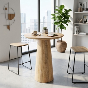 Robi Bar Table Modern Solid Wood High Pub Furniture Elegant Conical Pedestal Base Table For <b>Rustic</b> Contemporary Home Decor Style - Product Image 3