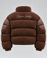 Veste matelassée à capuche bleue pour homme Thorfinn Industry avec doublure en sherpa et logo brodé, manteau décontracté d'hiver, prix de gros