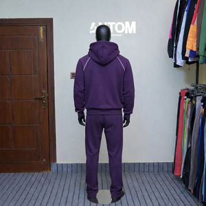 Custom Washed 100% Cotton Winter Men's Streetwear Tracksuit-Breathable Oversized Two-Piece Activewear Flared Sweatsuit - Product Image 4