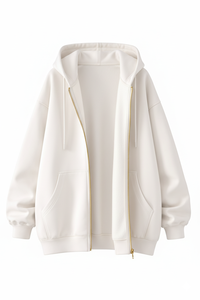 Sudadera con Capucha Unisex de Alta Calidad, Lisa, con Cierre Completo, Forro Polar Grueso y Cálido, Estilo Casual Urbano, Holgada, de Secado Rápido - Product Image 5
