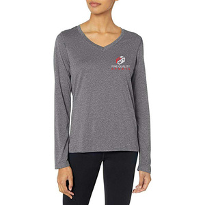Camiseta Deportiva Ligera de Manga Larga para Mujer – Top Deportivo con Cuello en V que Absorbe la Humedad con Impresión de Logotipo Personalizado - Product Image 4